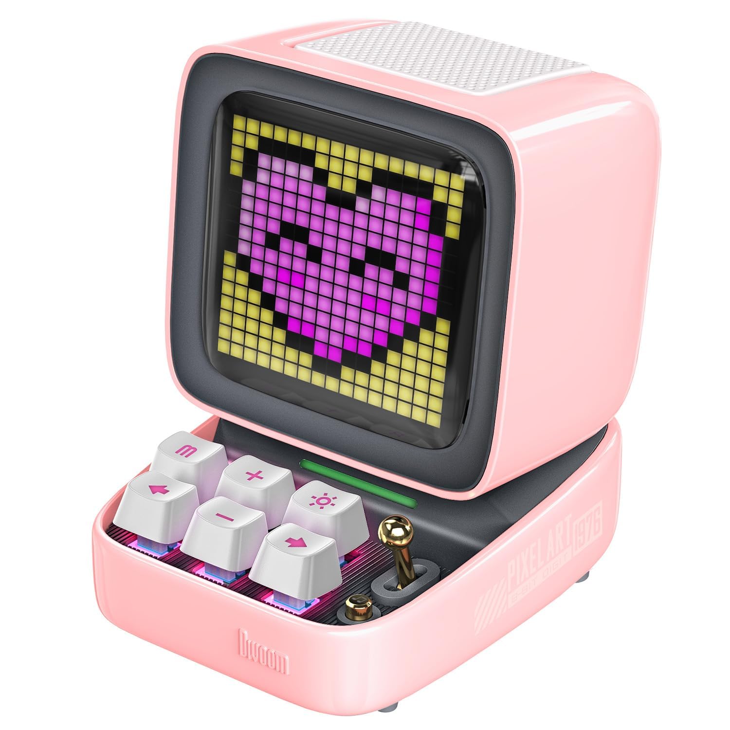 Divoom Ditoo Retro Pixel Art Game Bluetooth Speaker with 16X16 LED App Controlled Front Screen (): Pink