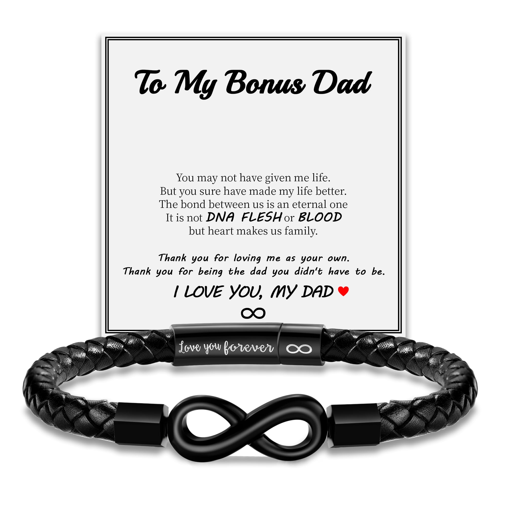 Sistble Valentines Day Gifts for Him, Leather Bracelet for Men To My Son Bracelet Fathers Day Bracelet Gifts for Dad Grandpa Love You Forever Engraved