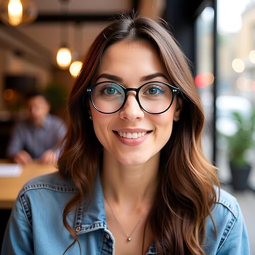 Miniatura 10 de HJSTES Gafas de luz azul vintage para mujeres y hombres, lentes de computadora transparentes con marco grueso redondo