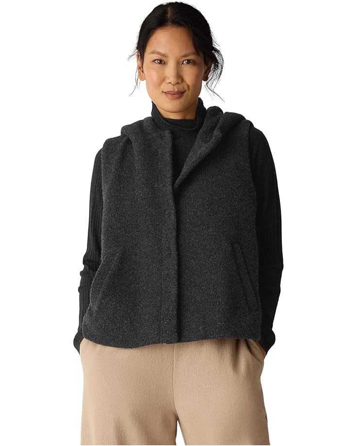 Eileen Fisher Cozy Recycled Wool Boucle Hooded Vest - Main View