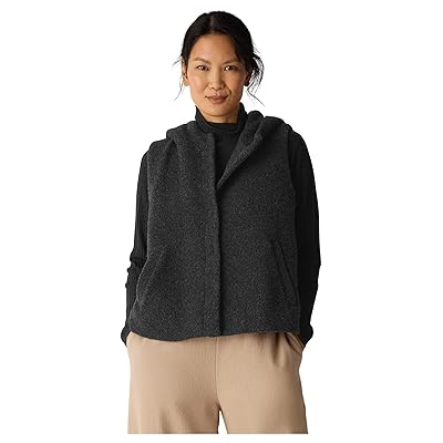 Eileen Fisher Cozy Recycled Wool Boucle Hooded Vest Women