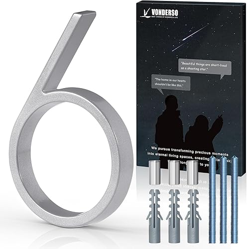 Miniatura 99 de VONDERSO - Letrero de dirección flotante de 5 pulgadas para exteriores de metal negro moderno para patio, calle y buzón, números de dirección Negro 1