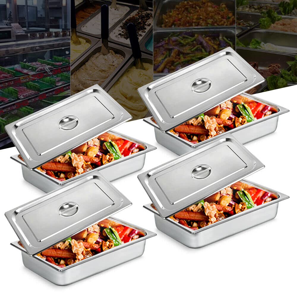Contenitore in acciaio inox, 4 pezzi, igienico con coperchio, grande contenitore per alimenti