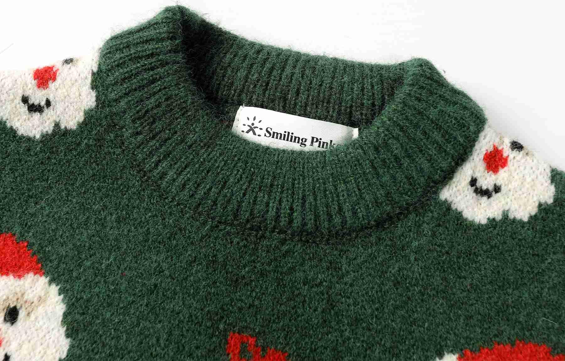 SMILING PINKER Jersey de Navidad para niños, Papá Noel, muñeco de nieve, reno, suéter de punto grueso para niños, otoño e invierno