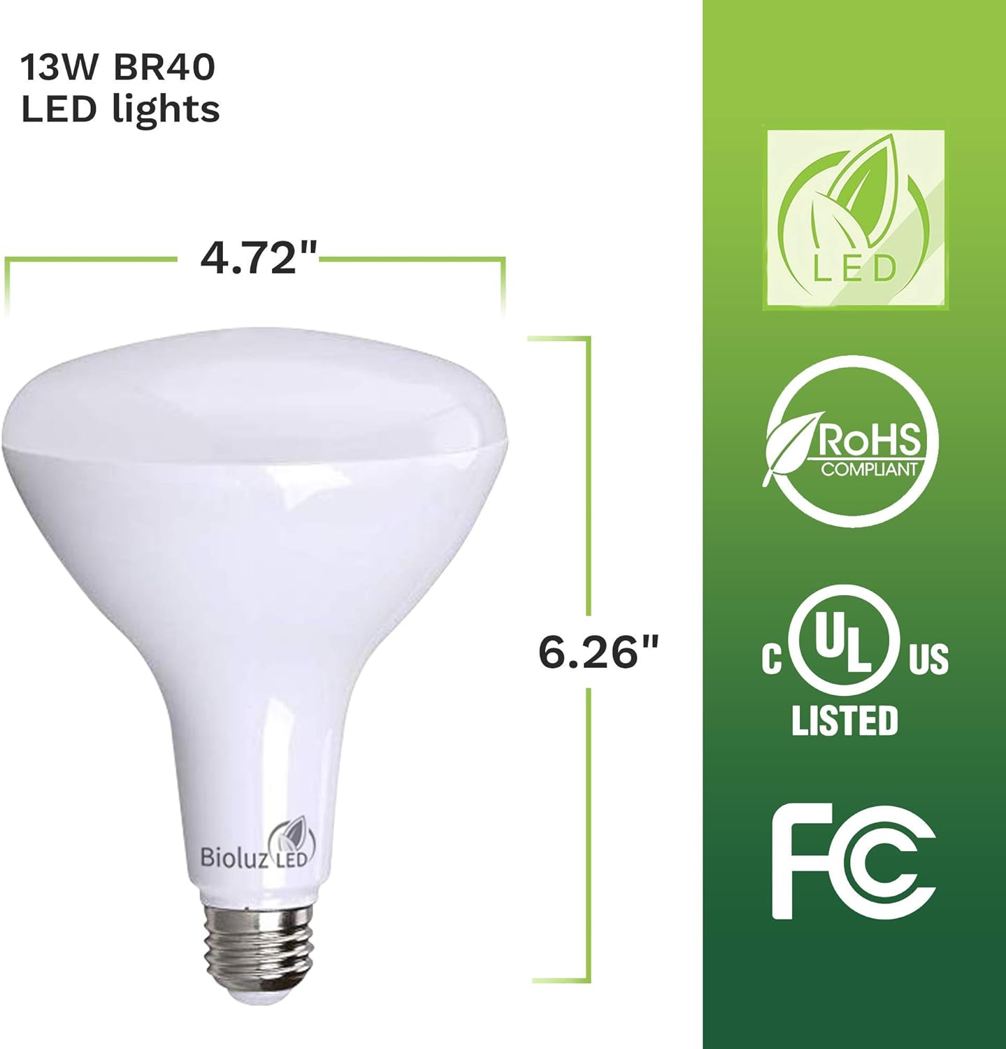 Suреr Sаlе 🛒 16 Pack Bioluz LED BR40 Dimmable LED Bulb 100W Replacement (Uses 13W) 2700K Warm White 1050 Lumens UL Listed (Pack of 16)