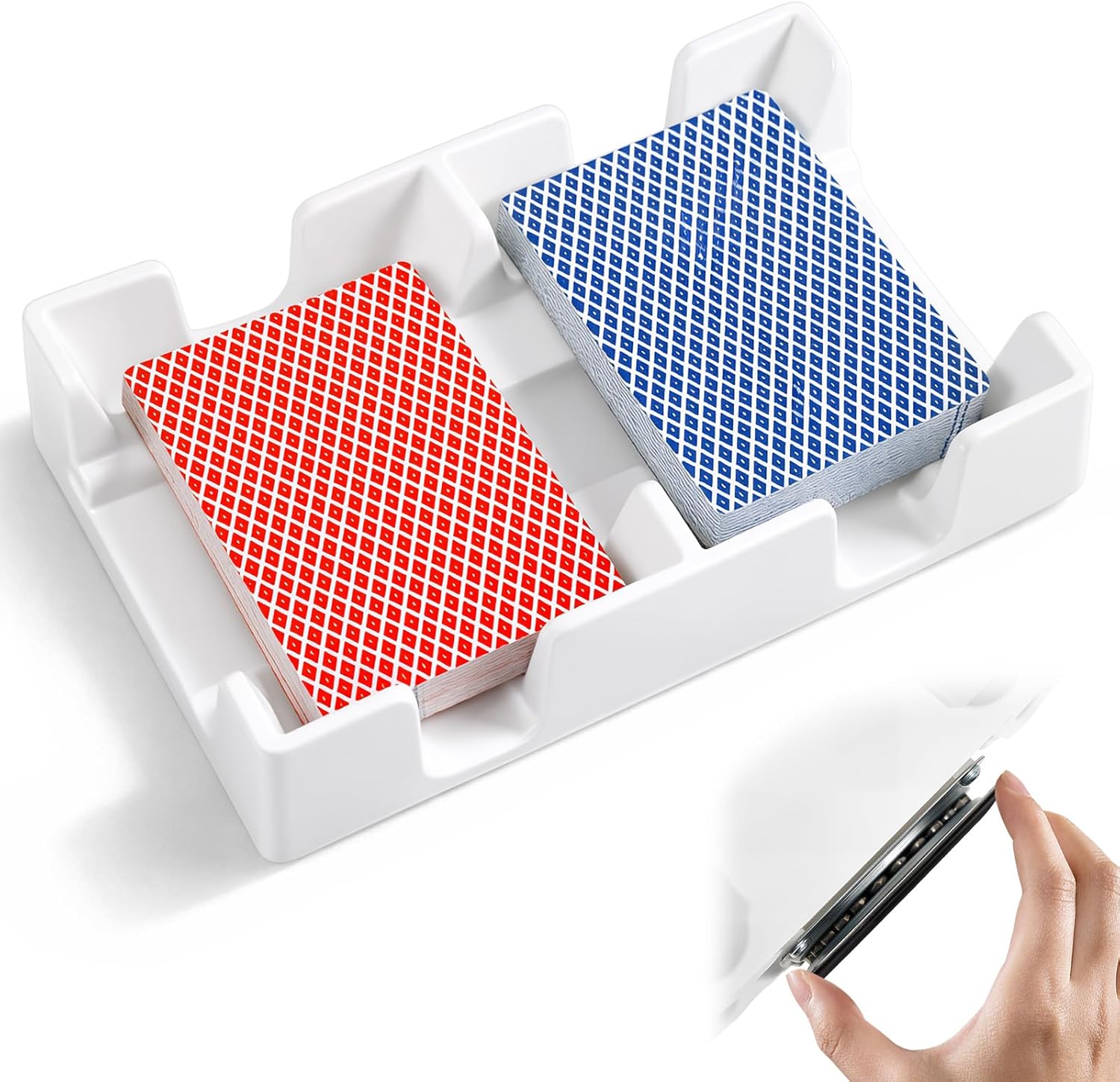 360° Revolving Rotating Playing Card Holder for 2 Decks Canasta Card Holders Sorting Tray Organizes Plastic for Games Accessories
