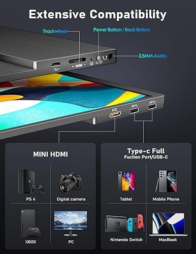 Miniatura 5 de HONGO Monitor portátil para juegos 3K de 14.5 pulgadas para laptop, monitor portátil 3072x1920 90Hz, pantalla IPS FreeSync 15001 de 400 nits, VESA y
