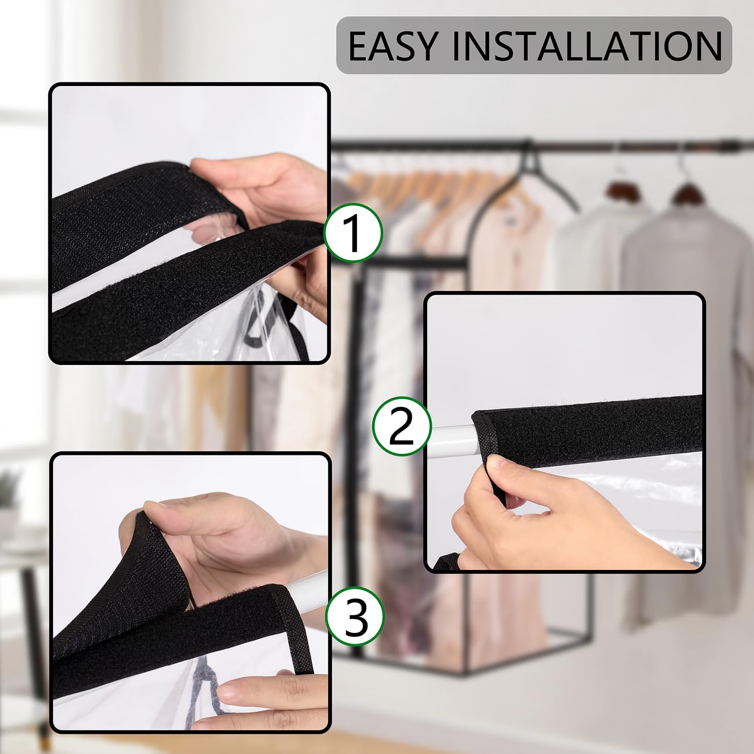Bolsa de ropa colgante para armario, almacenamiento de ropa de invierno con ventana transparente, bolsa grande para ropa con cremallera, protector de vestido a prueba de polvo (grande)