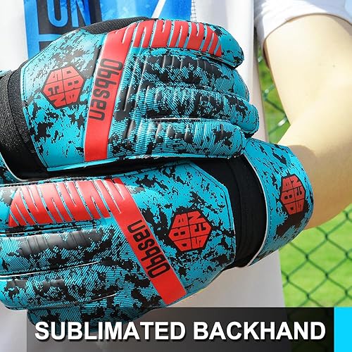 Miniatura 4 de Guantes de portero de fútbol para niños, jóvenes y adultos, guantes de portero de fútbol de agarre fuerte con protección para los dedos,