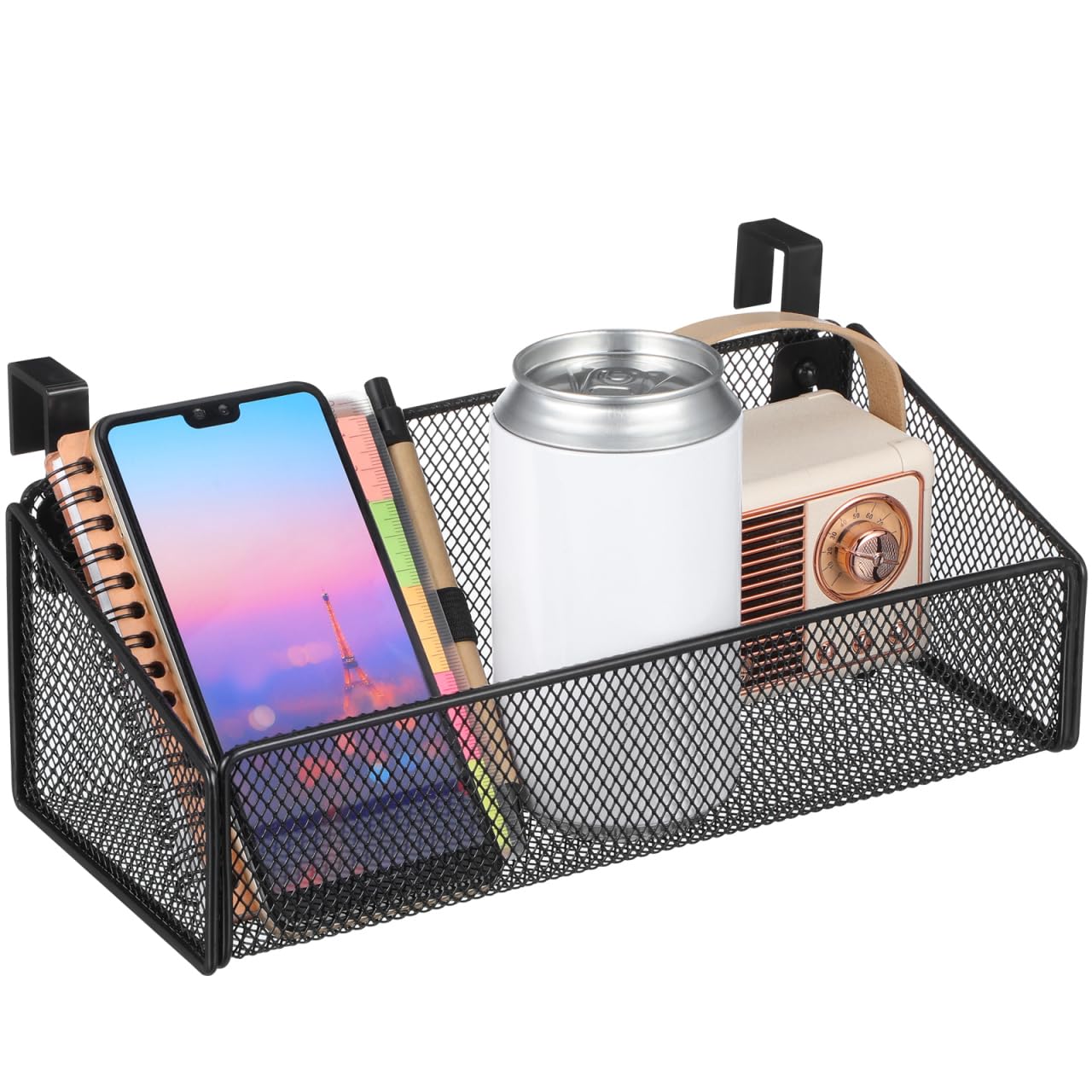 Cabilock Metal Mesh Bedside Hanging Basket 10.43X4.72X3.54In Storage Organizer with Thickened Bottom for Dormitory Bedside Shelf Ideal for Books Phones and Daily Essentials