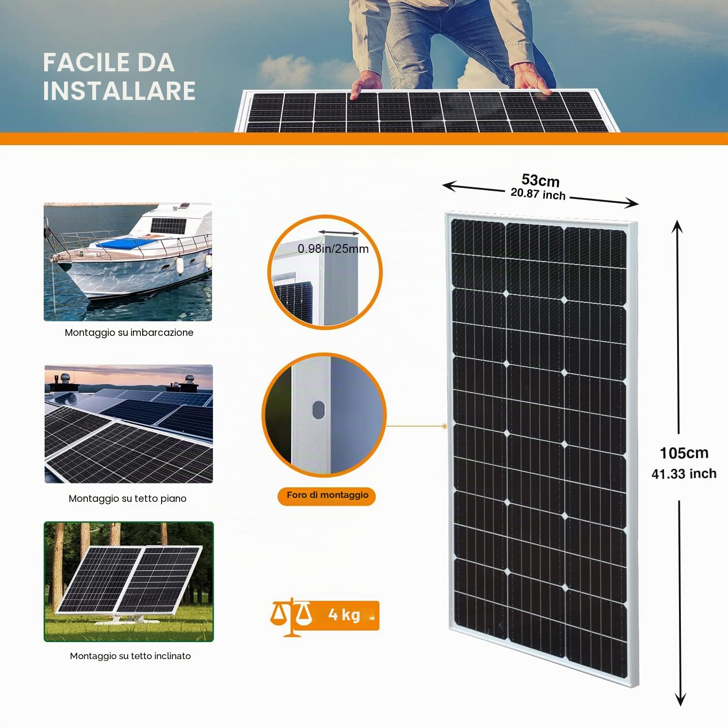 XINPUGUANG Kit Pannello Solare 100w 12v 100 Watt Mono fotovoltaico 18v Modulo 10A Regolatore di carica per barca, auto, camper, casa, giardino, riparo