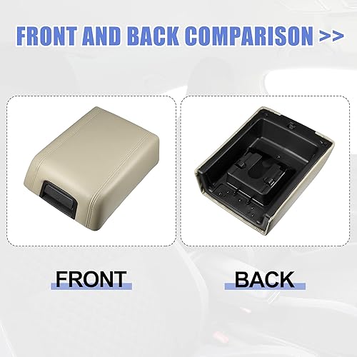 Miniatura 6 de X AUTOHAUX Cubierta de la consola central del automóvil para Ford F-150 2004-2008, funda para reposabrazos de piel sintética, color beige