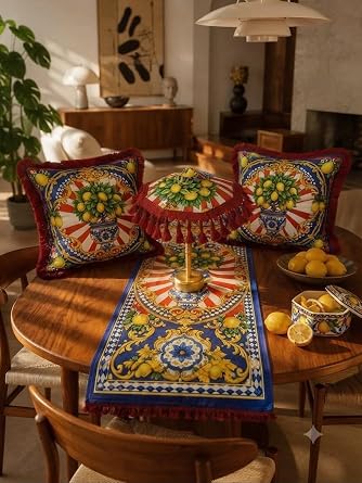 Limona Red Bohem Ledli Bali  emsiyesi Seti LEDli  emsiye + 2 Adet K rlent + Runner