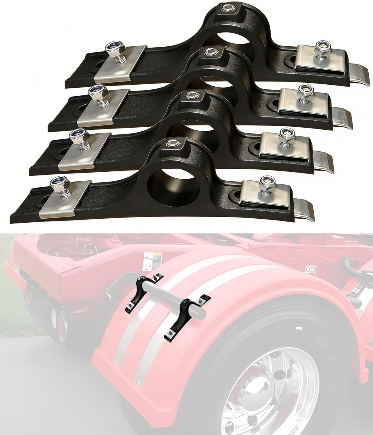 4 Pack Fender Hanger Brackets Assembly for Truck Trailer Half Fender Hangers Universal Fit Adjustable Fender Bracket Mounting Replacement