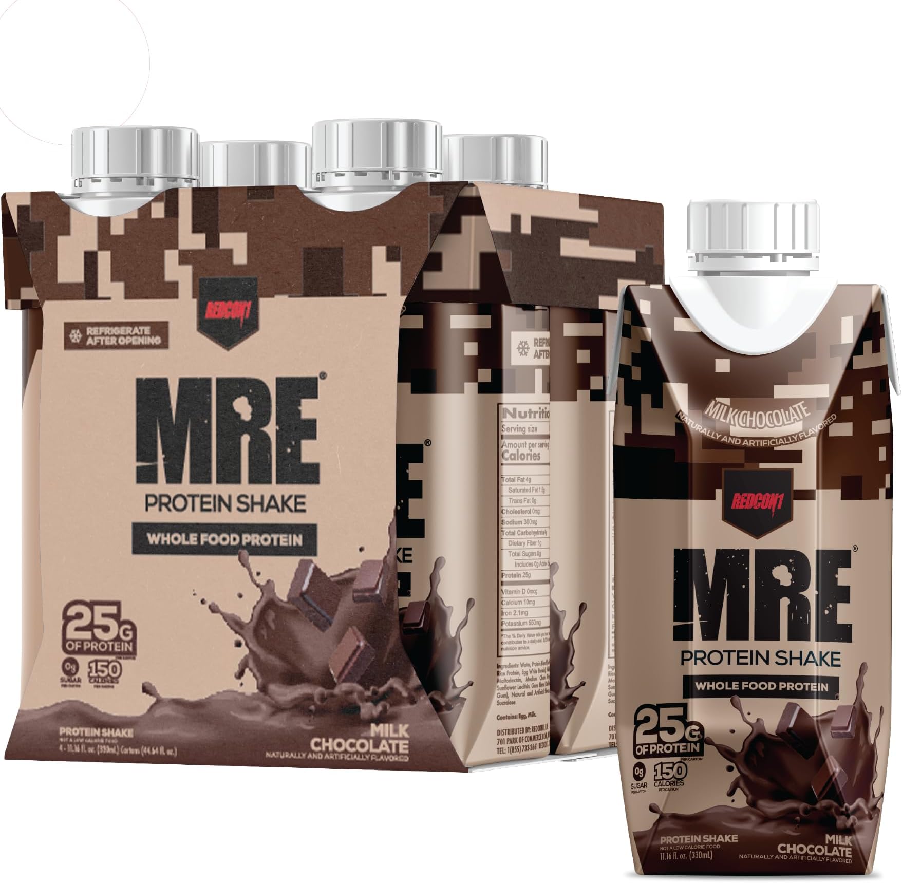 REDCON1 MRE Ready to Drink Protein Shakes, Milk Chocolate