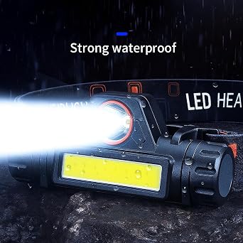 CATA 200 Lümen Mir Led Kafa Feneri Mini LED Far USB Şarj Edilebilir Ayarlanabilir Açı Su Geçirmez Hafif COB Kafa Lambası Dağ Tırmanışı Gece Balıkçılık [Enerji Sınıfı A] [Enerji Sınıfı A]