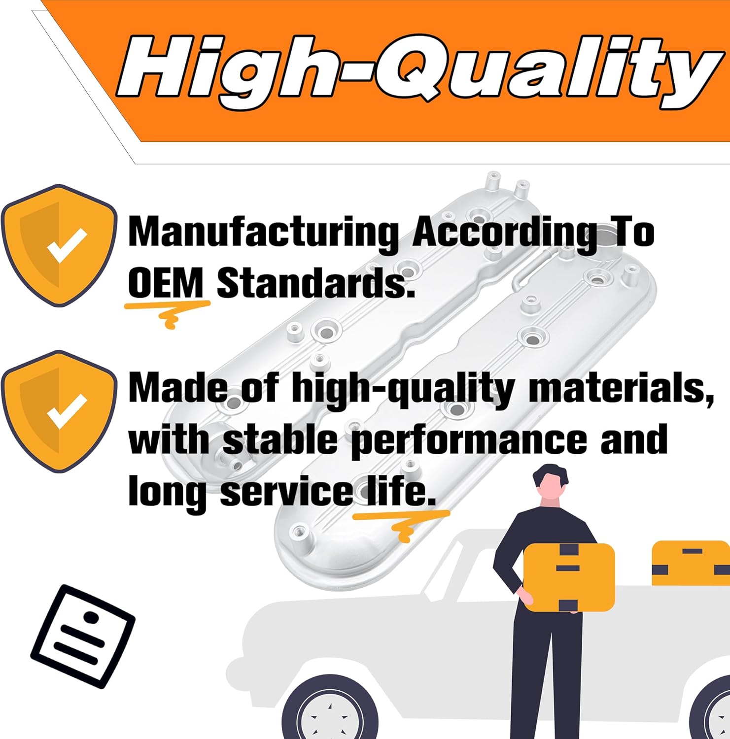 Engine Valve Covers w/Gaskets Left & Right for Chevy Silverado Express Suburban Tahoe Trailblazer GMC Envoy Savana Sierra Yukon Buick Rainier Cadillac Escalade 1999-2009, Replaces# 12570427 12582224