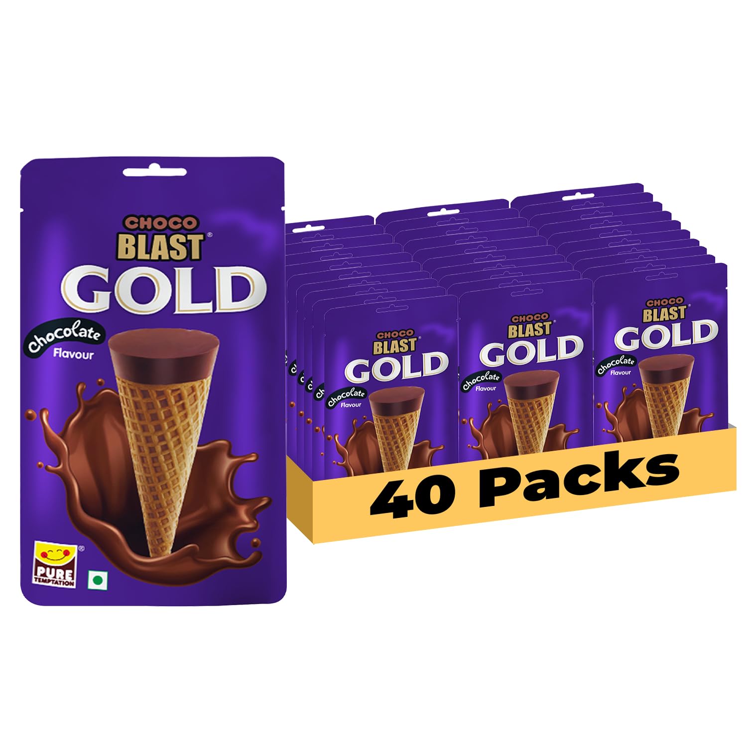 Pure Temptation Chocoblast Standy Pack | Premium Chocolates For Kids | Birthday Chocolate Gift Pack For Girls And Boys | Choco Filled Waffle Cone Snack | Candy Chocolate | Pack Of 40 (200 Pcs), 2.8 Kg (B0CF5WP8SY) Amazon Price History, Amazon Price Tracker