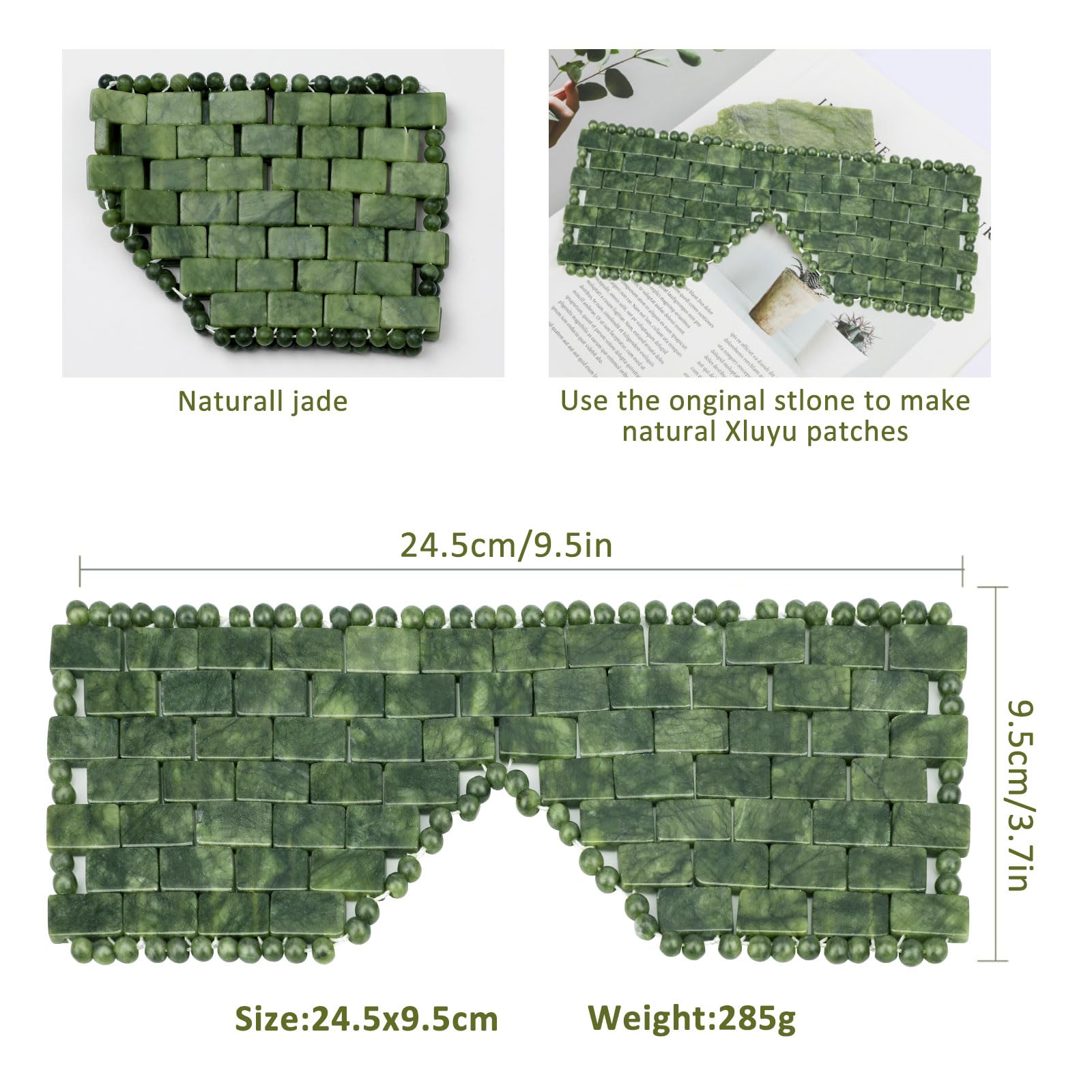 ideayard Maschera per occhi di giada maschera riutilizzabile naturale pietra facciale verde per eliminare le rughe gonfiore