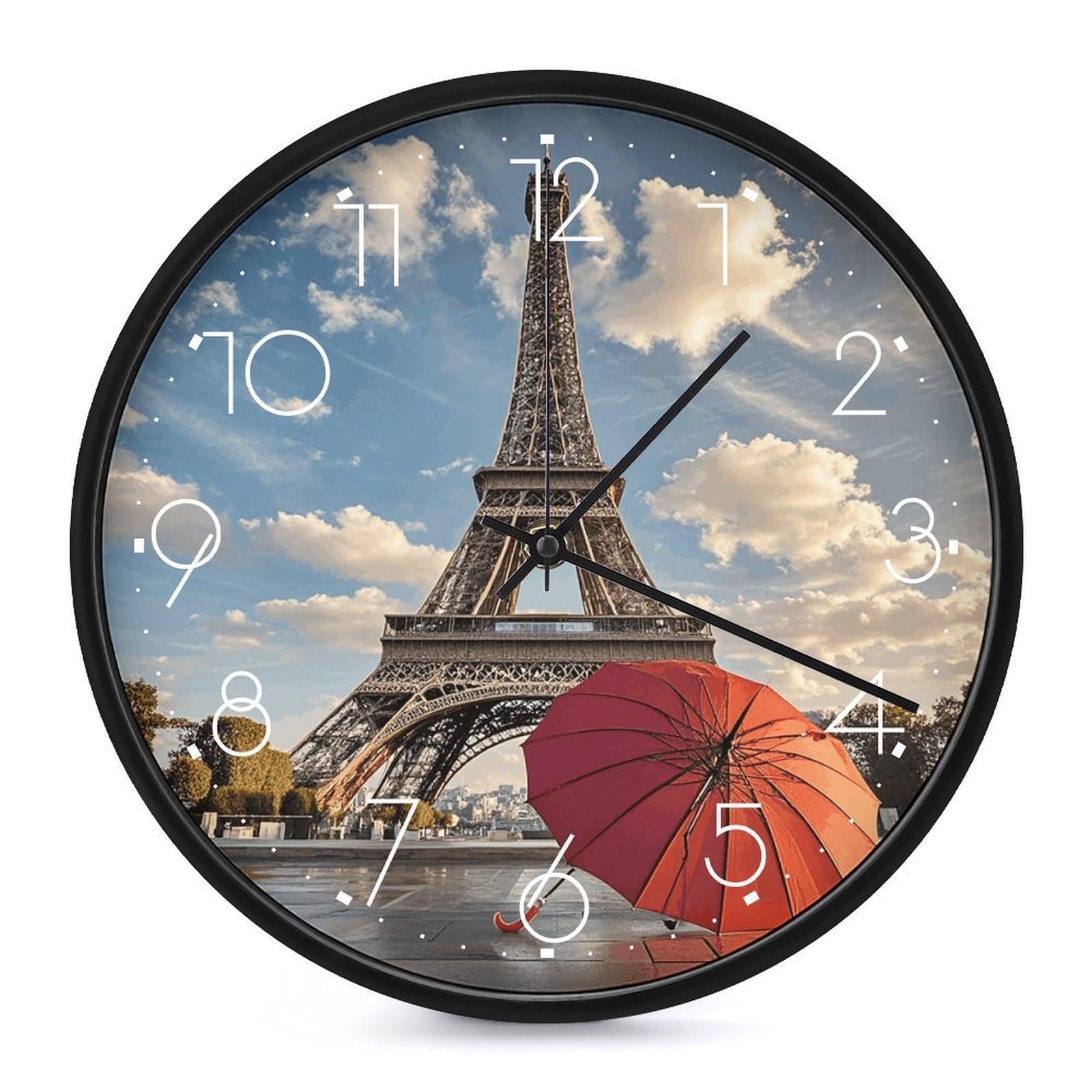 Horloge murale blanche Tour Eiffel 25cm pendule silencieuse bureau et maison