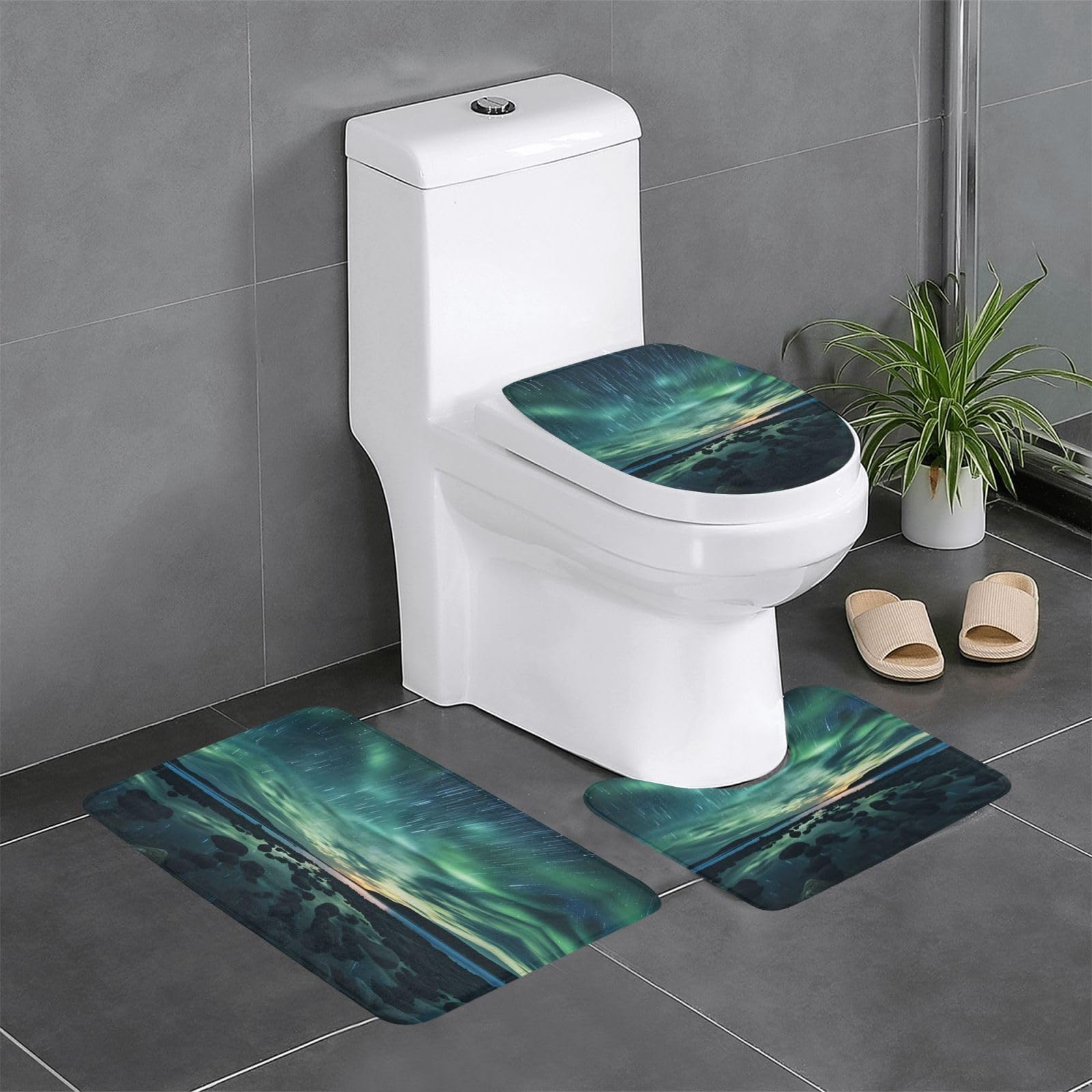 Tapis de salle de bain antidérapants 3 pièces contre sol glissant