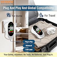 Vista 6 de 4-in-1 Plug-in Smoke & Carbon Monoxide Alarms with Digital Display Monitors CO, Smoke, Temperature, Humidity, 85dB Loud Alarm, Self-Test, Adjustable