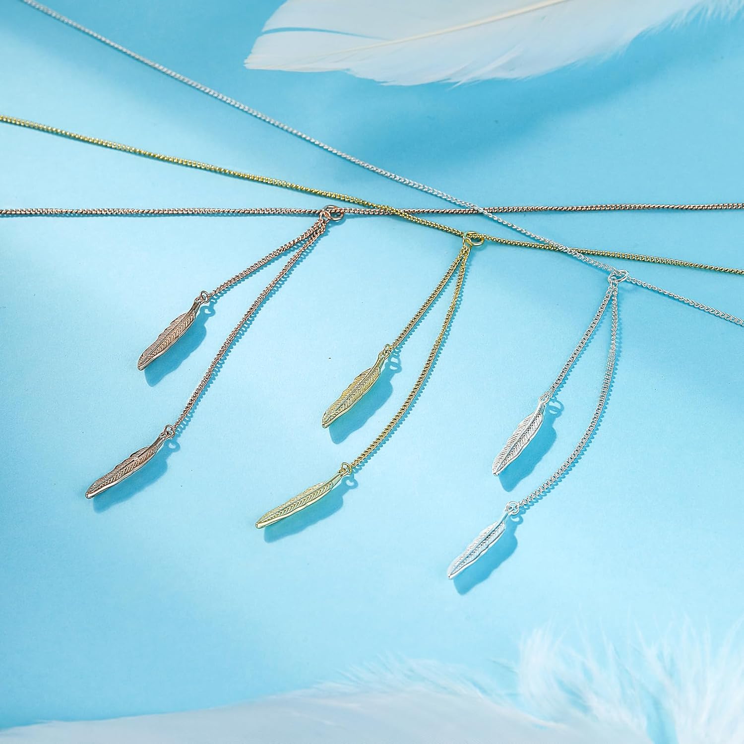 SA HEXISHIJIA 925 Sterling Silver Feather Pendant Necklace for Women, Adjustable Chain Boho Jewelry Gift - Image 4