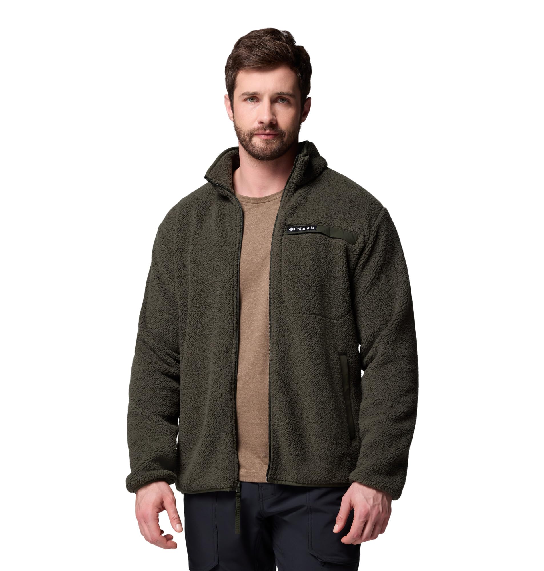Columbia Men's Rugged Ridge High Pile Full Zip, Full Zip Fleece Jacket, Greenscape, S