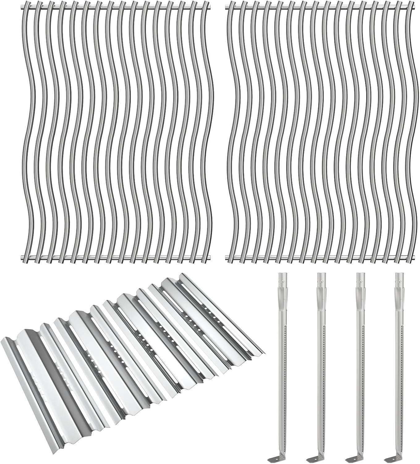 BBQ-PLUS Grill Replacement Parts for Napoleon LEX 485, Mirage 485, Built-in LEX 485, Lifestyle 485, Cooking Grates Heat Plates Burner Tubes Kit for Napoleon Grill Accessories, Stainless Steel