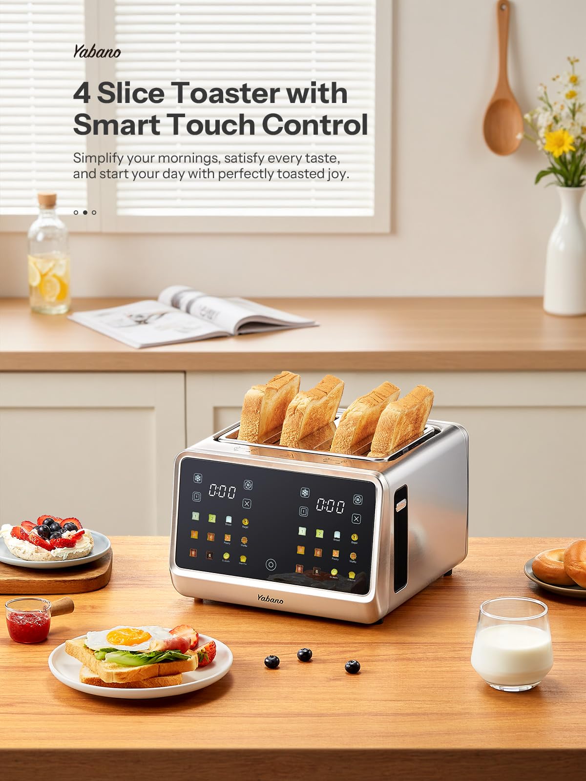 Yabano 4 Slice Toaster - Smart Touch & 6 Levels -7 Yabano 4 Slice Toaster - Smart Touch & 6 Levels -7