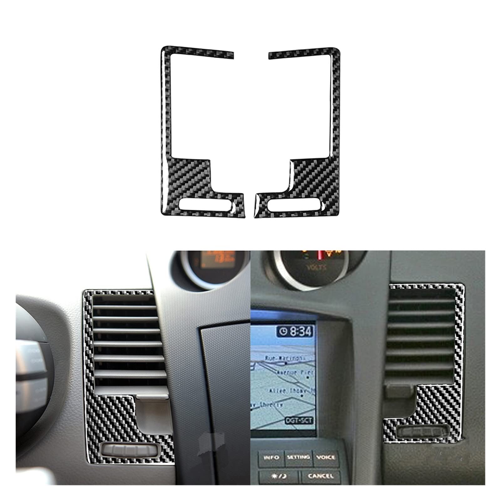 Pasuje do Nissan 350Z 2003-2009 z włókna węglowego centralna klimatyzacja samochodowa odpowietrznik wylotowy dekoracyjna osłona wykończenia Auto akcesoria do wykończenia straż zestawy naklejek