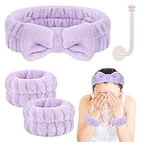 Vista 18 de Juego de lavado facial – diadema, pulseras con soporte, toallas de muñeca de spa absorbentes de microfibra