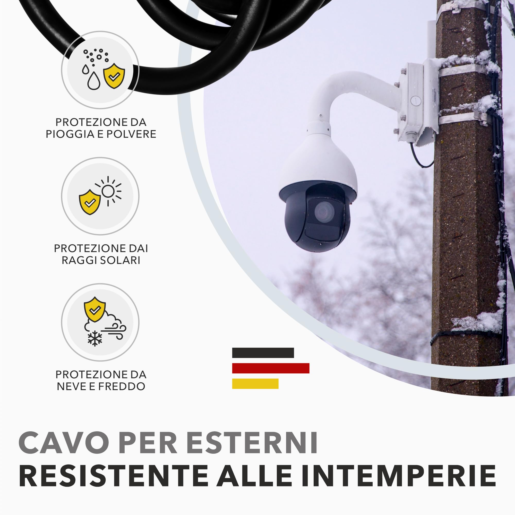 RedStar24 CAT 7 Cavo di rete esterno 50m - Cavo Ethernet CAT7 Schermato - Cavo dati LAN Gigabit S/FTP, PIMF, PoE, 10Gbit/s, Senza alogenuri, Uso per interramento - 50 metri