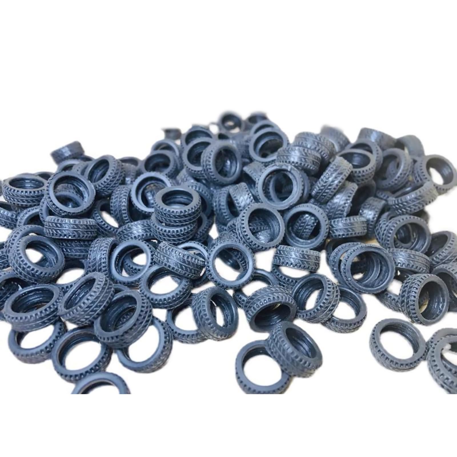 ZEZEFUFU 50 pièces 1/32 modèle de voiture mini pneus en caoutchouc accessoires de scène diamètre 20 mm roue en caoutchouc RC pièces de voiture