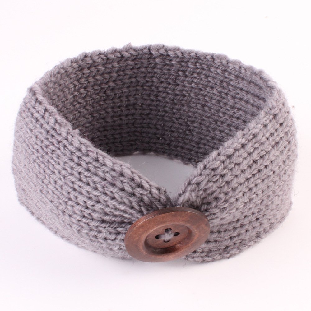 1 PC Woolen Knitting Button Headbands...