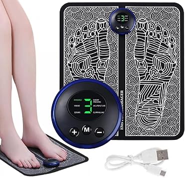 EMS Foot Massager, Folding Portable Electric Massage Mat, 8 Modes 19 Intensities Relax Muscles, Feet Massager Machine, Foot Massagers for Pain and Circulation