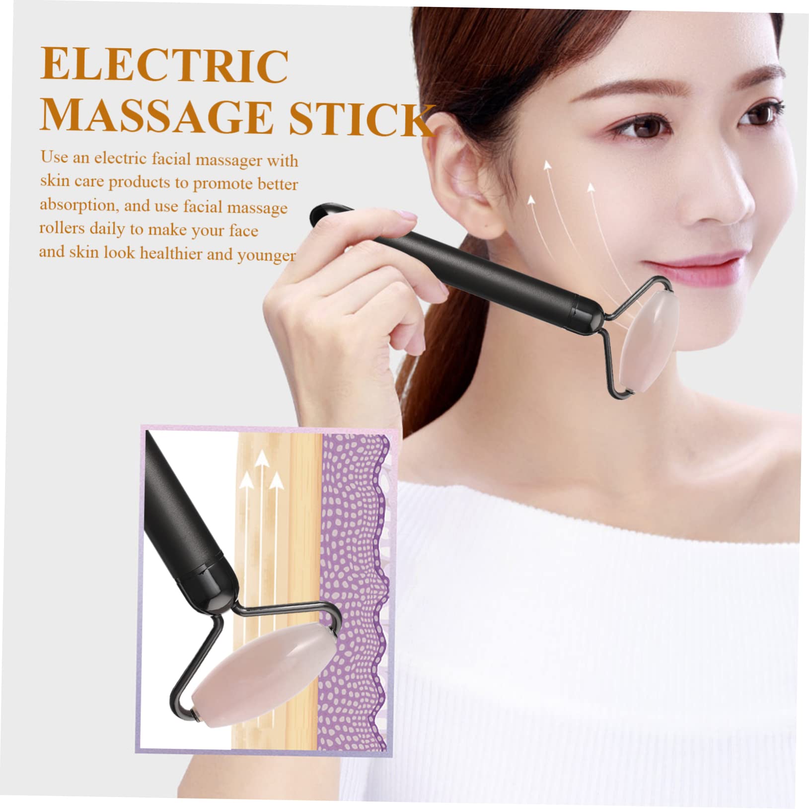 3-in-1 Jade Gesichtsroller aus Jademehl Kristall, Schwarz