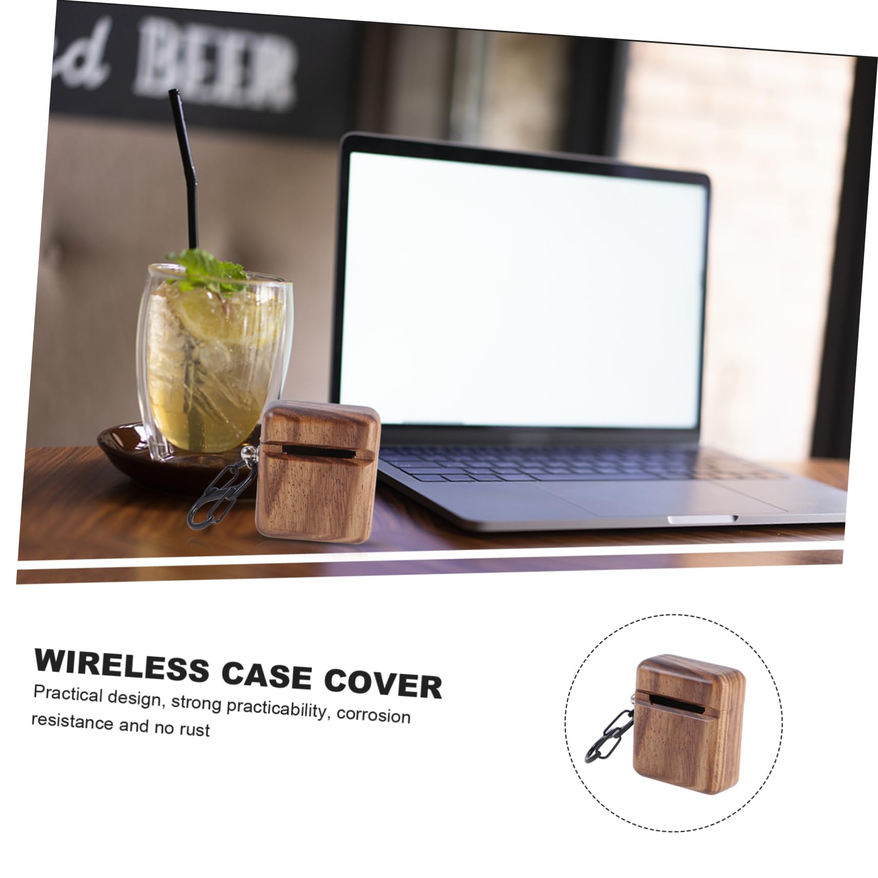 UKCOCO 3piezas Funda De Almacenamiento De Auriculares Inalámbricos De Madera Protector Compatible Estuche Ligero y Resistente Golpes Madera Marrón