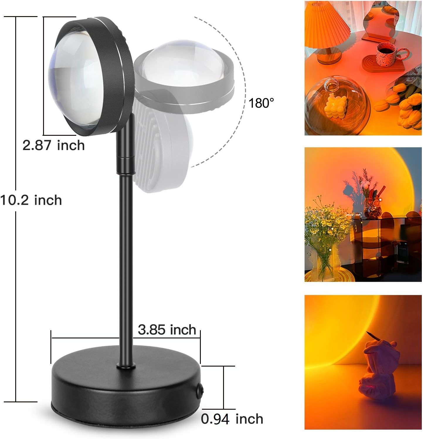 Sunset Lamp Projector for Room, LED Sunset Projection Night Light with 180° Rotation, Sunset Floor Lamp for Living Room Bedroom Decor Wall Decoration Romantic Visual Sunset Red Projection Lamp