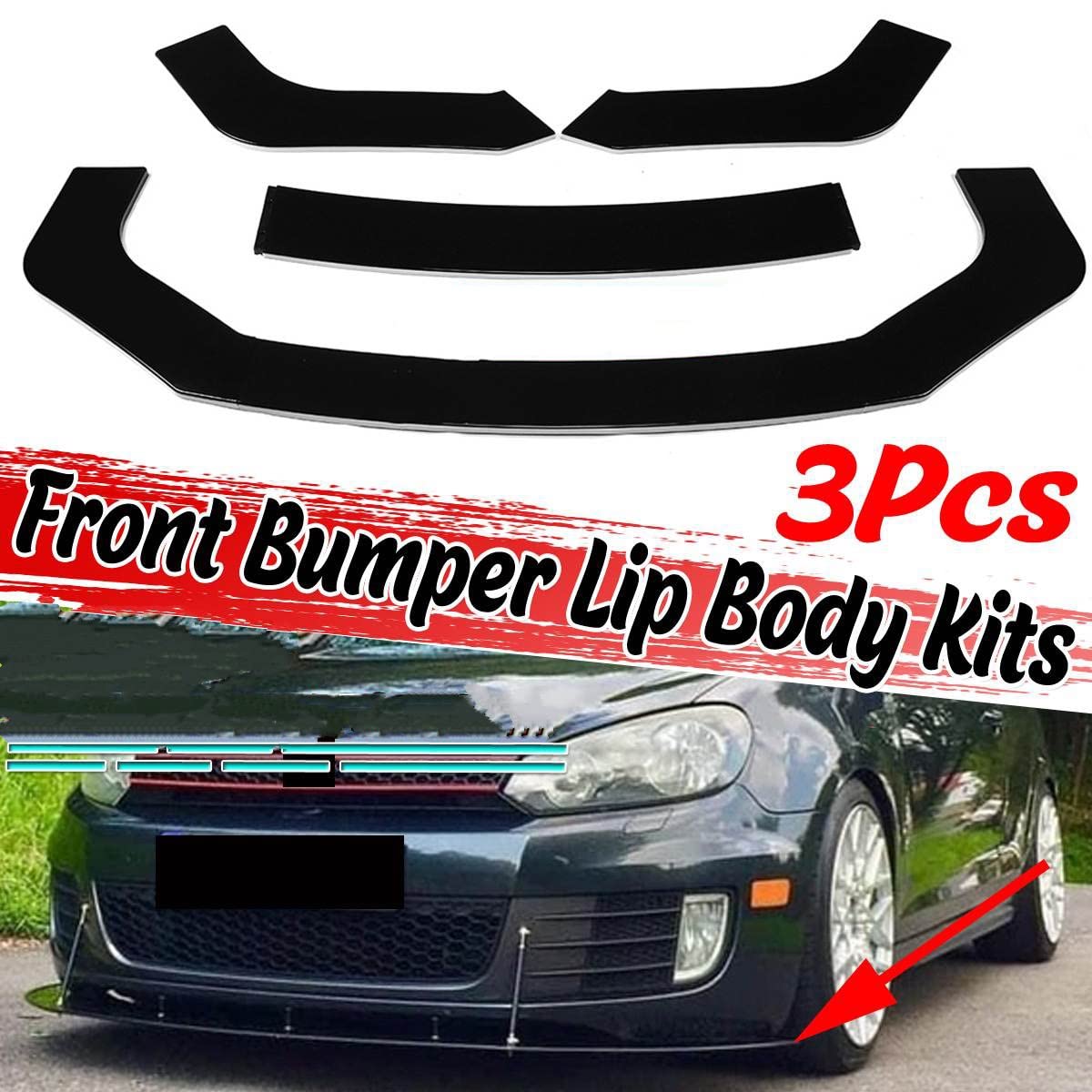 Samochód 3 Sztuk Przedni Spojler Zderzaka Splitter Płetwy Body Spoiler Podbródek Dla BMW F30 F80 M3 F82 M4 3-Series 320i 325i 330i 335i 340i(Matte black)