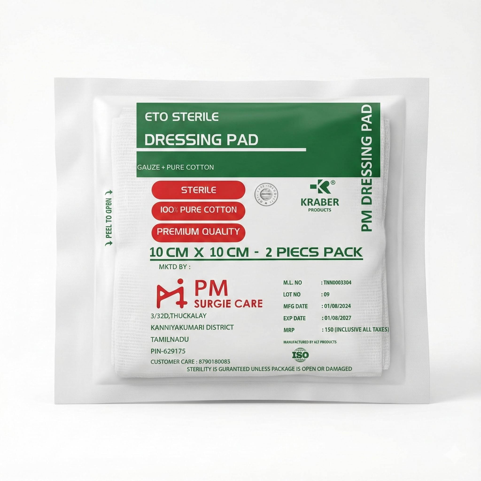 Dressing Pad 10Cm x 10cm - 2Piecs in Sterile Pouch Pack for Wound dressing (1)-image-31