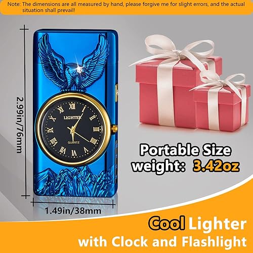 Miniatura 7 de RSBYE Encendedor eléctrico, encendedor de plasma de doble arco, encendedor USB recargable con pantalla de batería, encendedor fresco con reloj y