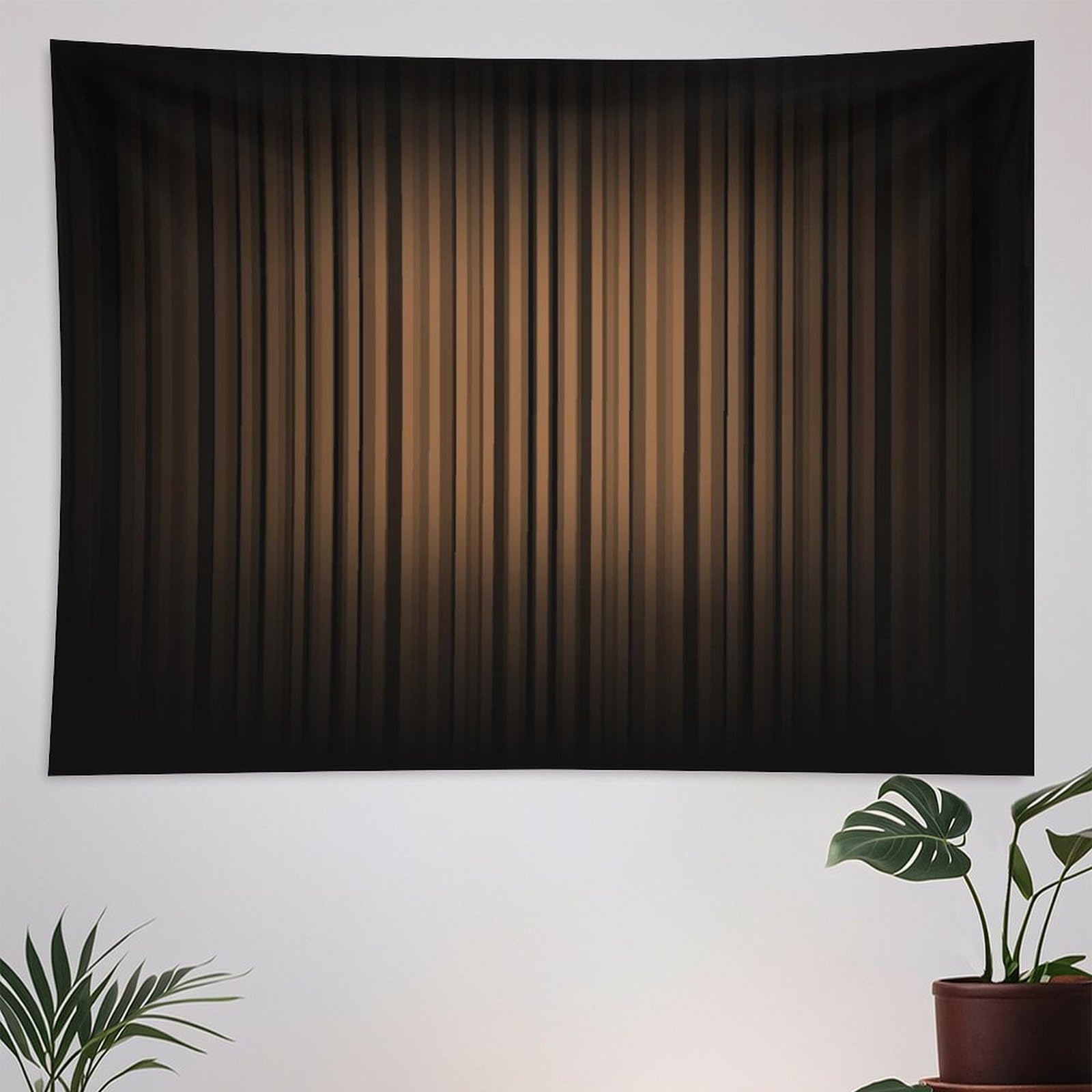 ZhiRain Brown And Black Tapestry Wall Hanging Ombre Abstract Tan Dark Striped Art Aesthetic Modern Tapestries Home Decor for Living Room Bedroom