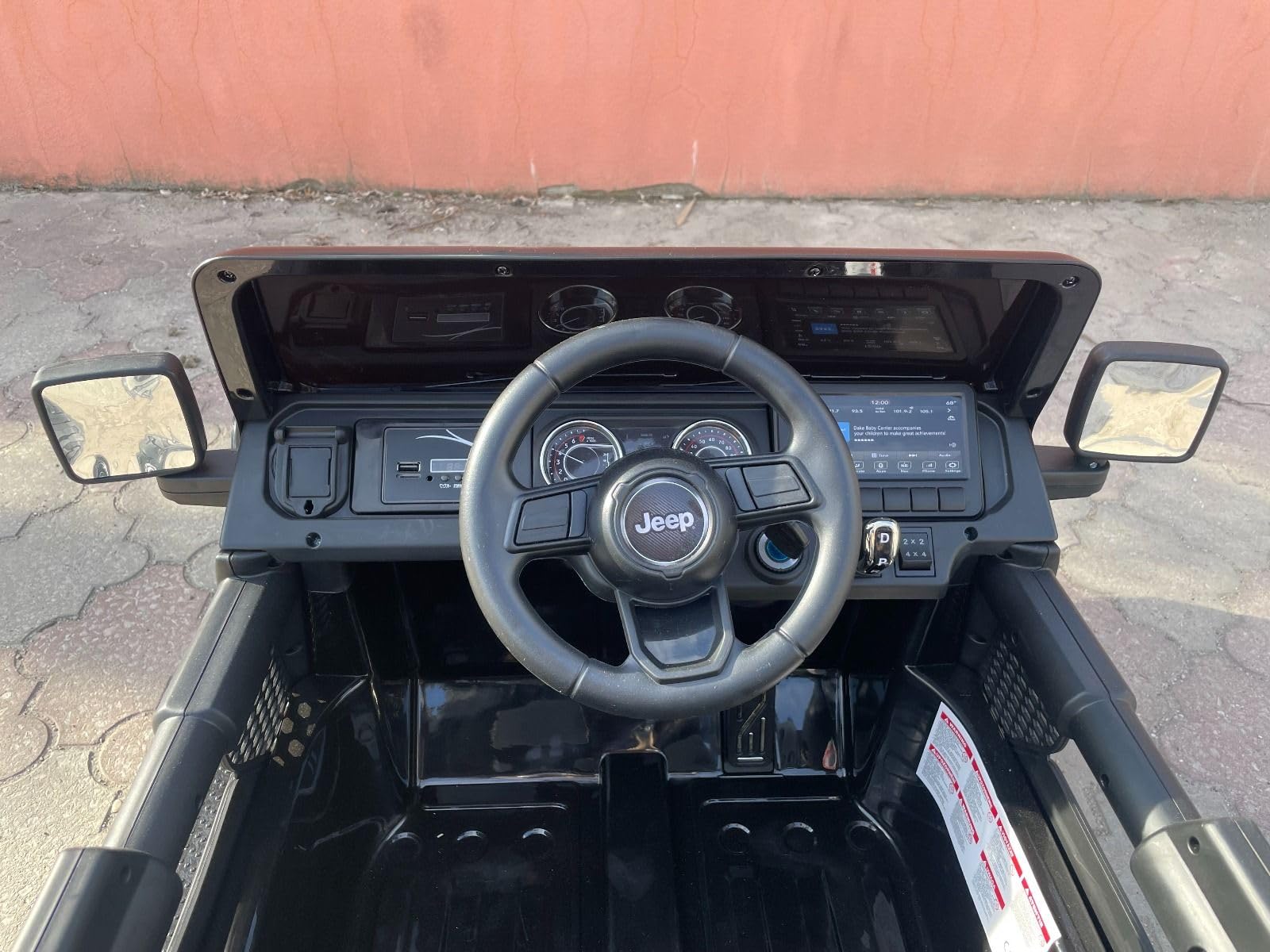 RIRICAR Samochód elektryczny dla dzieci 12 V J.E.E.P. Wrangler, różowy, dziecięcy samochód elektryczny 2-osobowy z pilotem zdalnego sterowania 2,4 GHz, radio z wejściem Bluetooth i USB, akumulator
