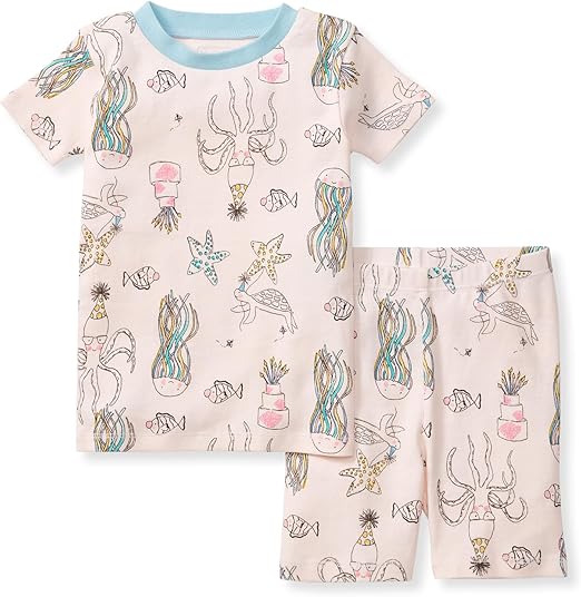 Burt's Bees Baby Baby Girls' Pajamas, Sleeve Tee and Shorts 2-Piece Pj Set, 100% Organic Cotton