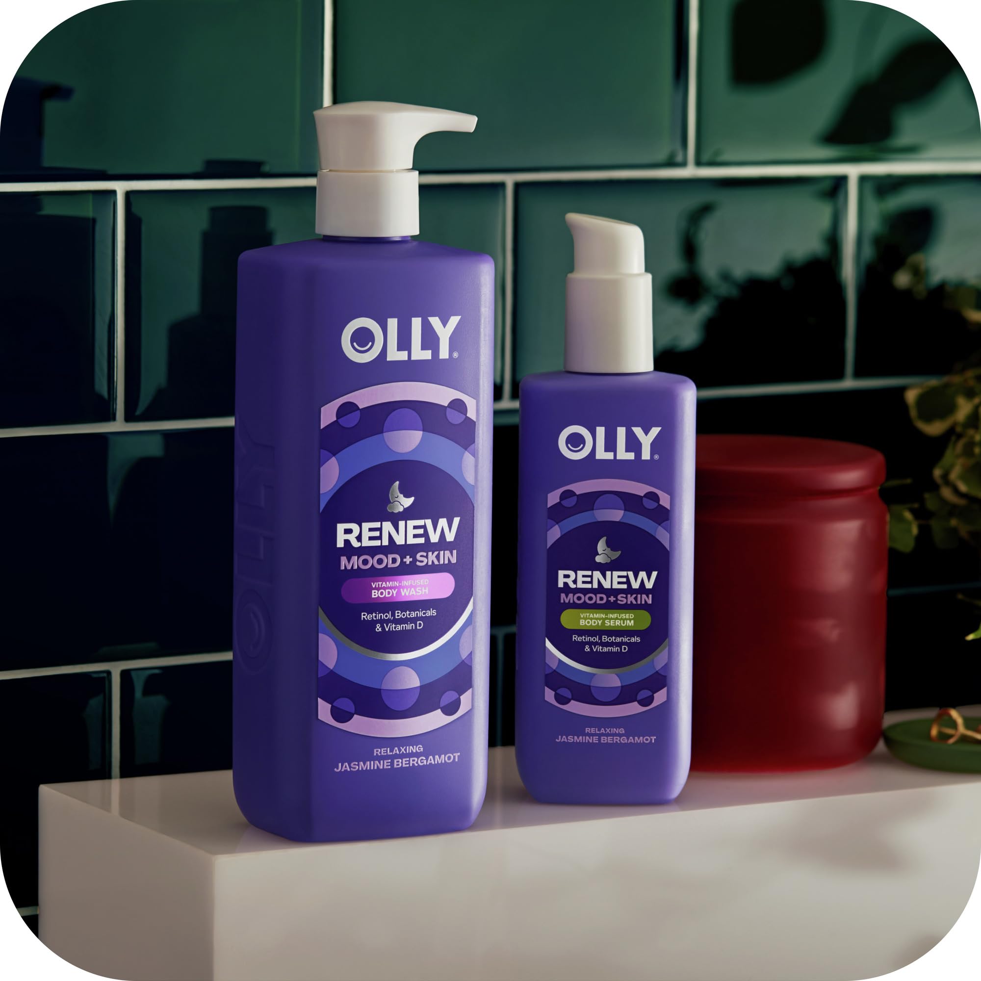 OLLY Renew Body Lotion-Serum with Vitamin D, Retinol & Botanicals – Nourishing Cleanser for Skin Barrier Repair, Deep Hydration, Jasmine Bergamot Scent, 8oz