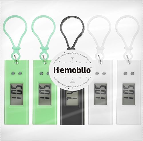 Miniatura 8 de Hemobllo Reloj de bolsillo con llavero Paquete de 5 relojes digitales con clip prismático, llavero electrónico, mochila pequeño reloj de bolsillo