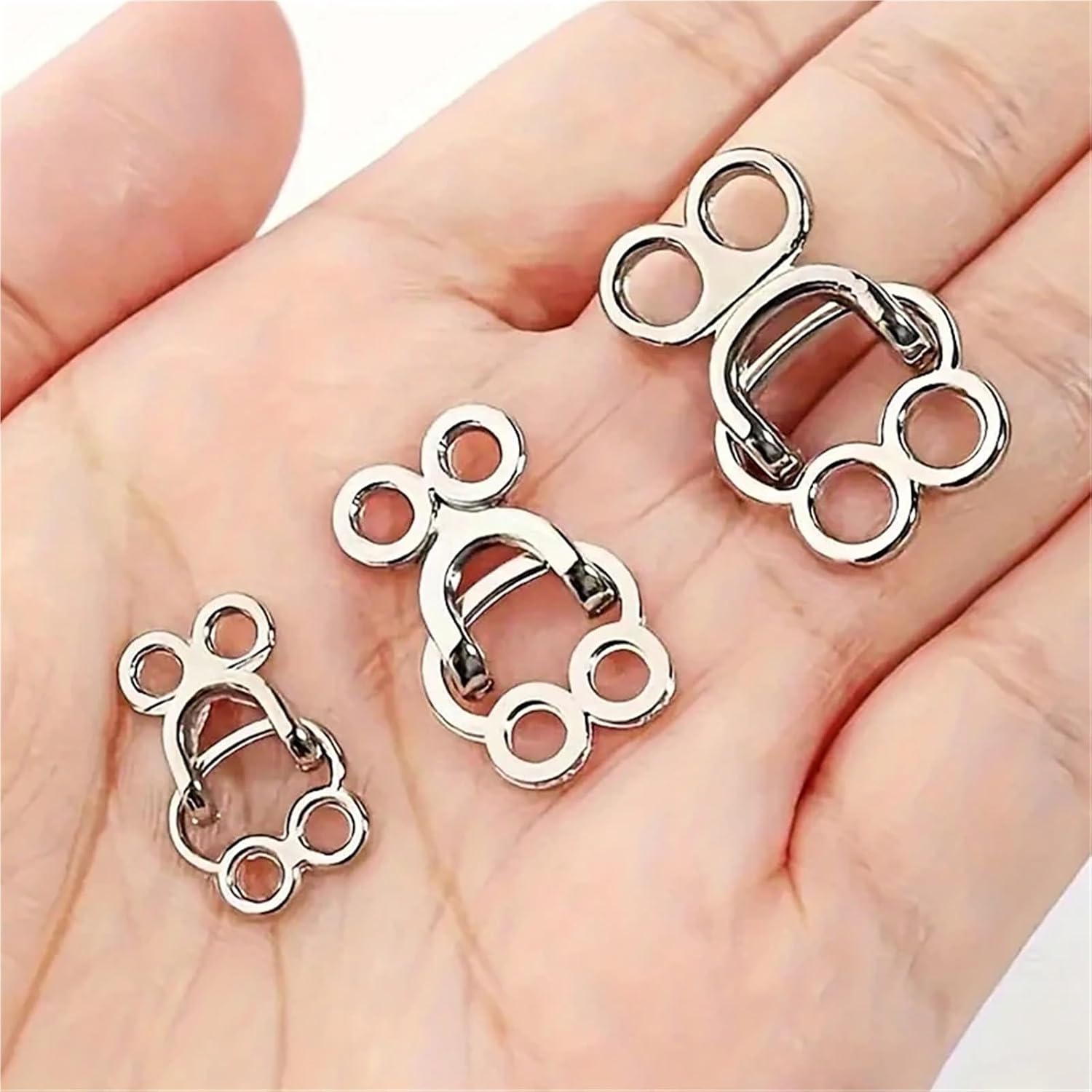 Sew On Hook and Eye 150 Pairs Metal Invisible Button Garment Sewing Hooks and Eyes Hidden Buttons(23mm-Sliver)