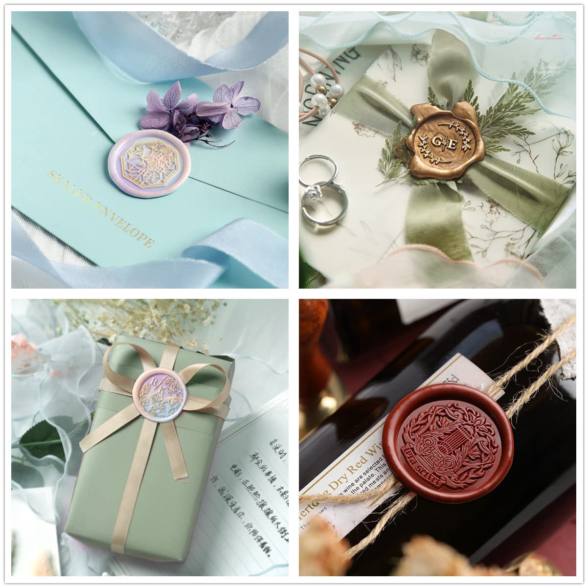 Feyabest 230 Pcs Metallic Luster Sealing Wax Beads for Wax Seal Stamp, Perfect for Cards Envelopes, Wedding Invitations, Wine Packages, Gift Wrapping (Silver) 4
