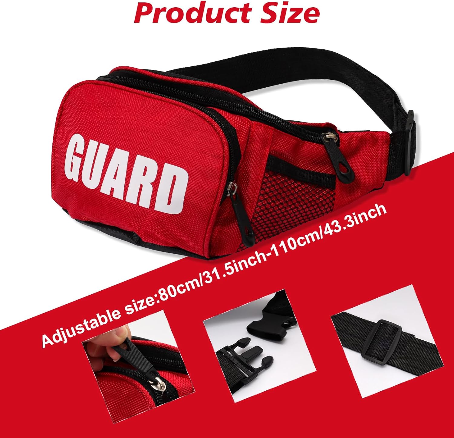 Fumwase 4PCS Guard Costume Set Include Guard Red Hat Sunglasses Fanny Pack Whistle Guard Costume for Men Women - Image 3